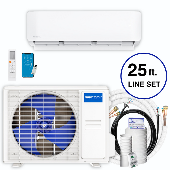 MRCOOL E Star DIY 4th Gen 18k BTU Ductless Mini Split Heat Pump Complete System 208-230V/60Hz with 25 ft. Install Kit, DIY-18-HP-WM-230C25