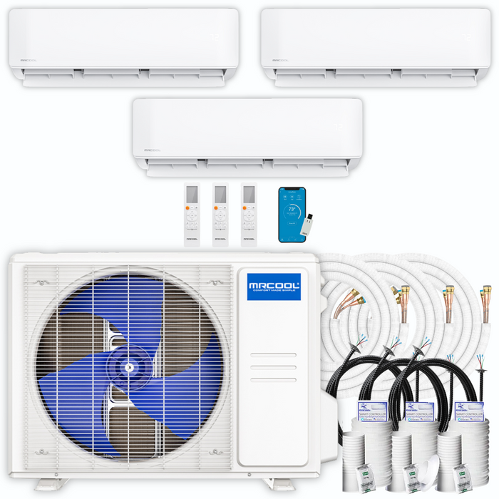 MRCOOL DIY Mini Split - 39,000 BTU 3 Zone Ductless Air Conditioner and Heat Pump with Line Sets, DIYM336HPW05C00