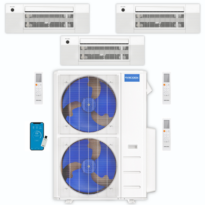 MRCOOL DIY Mini Split - 48,000 BTU 3 Zone Ceiling Cassette Ductless Air Conditioner and Heat Pump, DIY-BC-348HP121818