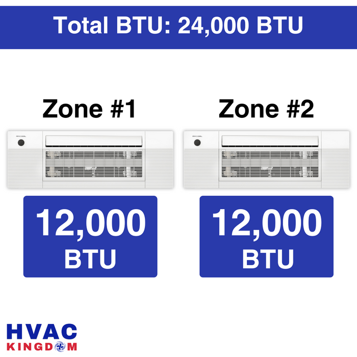 MRCOOL DIY Mini Split - 24,000 BTU 2 Zone Ceiling Cassette Ductless Air Conditioner and Heat Pump with 25 and 35 ft. Install Kit, DIYM227HPC02C08