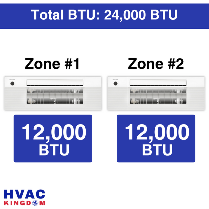 MRCOOL DIY Mini Split - 24,000 BTU 2 Zone Ceiling Cassette Ductless Air Conditioner and Heat Pump, DIY-BC-227HP1212