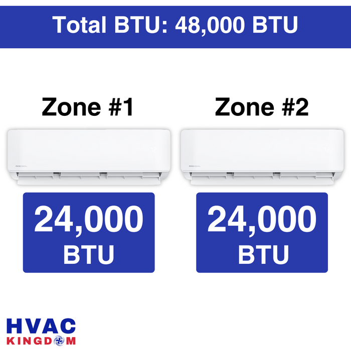 Senville AURA Mini Split - 48,000 BTU 2 Zone Ductless Air Conditioner and Heat Pump with Line Sets, SENA-48HF-D2424