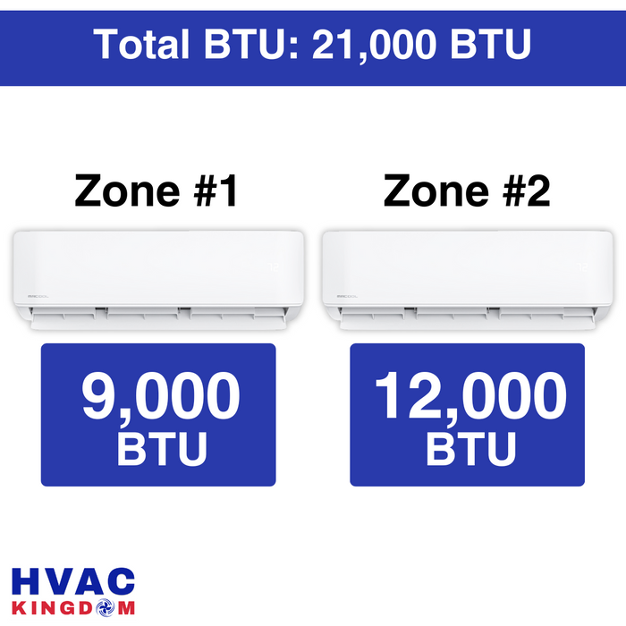 MRCOOL DIY Mini Split - 21,000 BTU 2 Zone Ductless Air Conditioner and Heat Pump, DIY-B-218HP0912