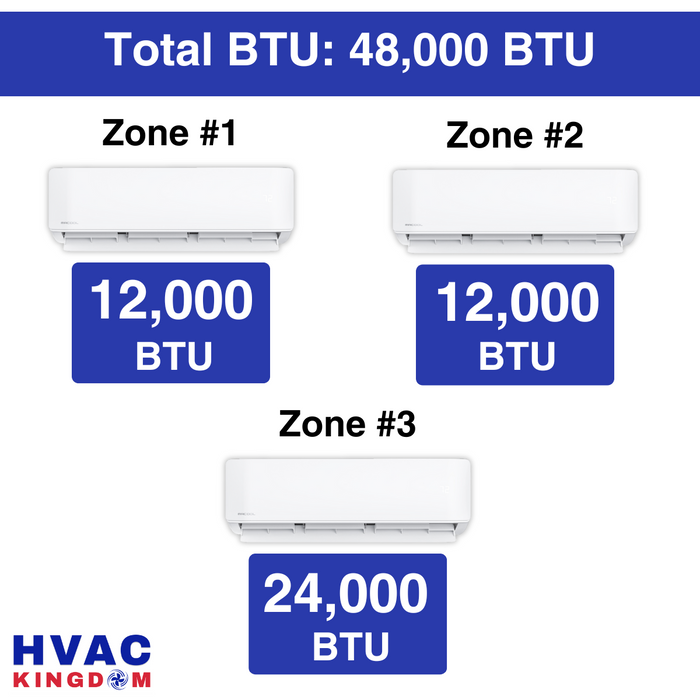 MRCOOL DIY Mini Split - 48,000 BTU 3 Zone Ductless Air Conditioner and Heat Pump with Line Sets, DIYM348HPW02C00