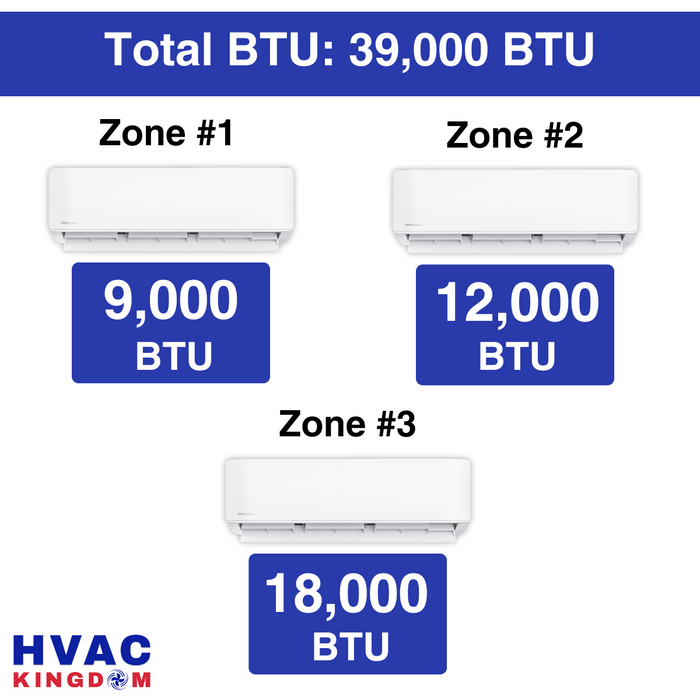 Senville AURA Mini Split - 36,000 BTU 3 Zone Ductless Air Conditioner and Heat Pump with Line Sets, SENA-36HF-T91218