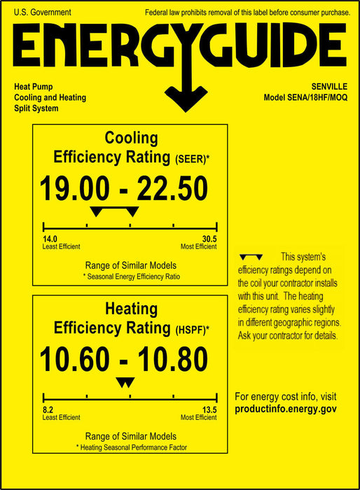 Senville AURA 18K BTU Mini Split Air Conditioner and Heat Pump Complete System 208-230V/60Hz, SENA/18HF