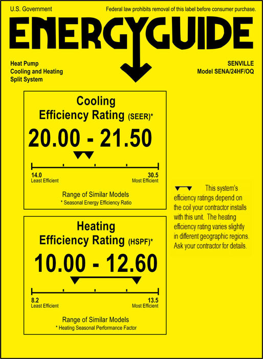 Senville AURA 24K BTU Mini Split Air Conditioner and Heat Pump Complete System 208-230V/60Hz, SENA/24HF