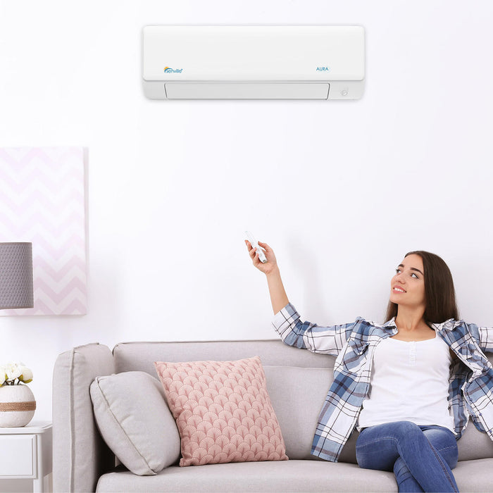 Senville AURA Mini Split - 30,000 BTU 2 Zone Ductless Air Conditioner and Heat Pump with Line Sets, SENA-30HF-D1218