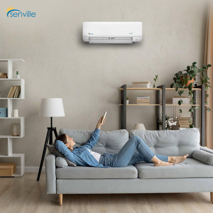 Senville AURA Mini Split - 24,000 BTU 2 Zone Ductless Air Conditioner and Heat Pump with Line Sets, SENA-30HF-D1212