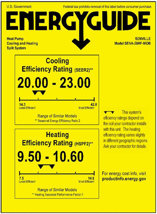 Senville AURA Mini Split - 24,000 BTU 2 Zone Ductless Air Conditioner and Heat Pump with Line Sets, SENA-30HF-D1212