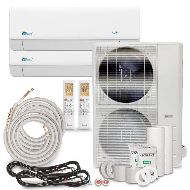 Senville AURA Mini Split - 48,000 BTU 2 Zone Ductless Air Conditioner and Heat Pump with Line Sets, SENA-48HF-D2424