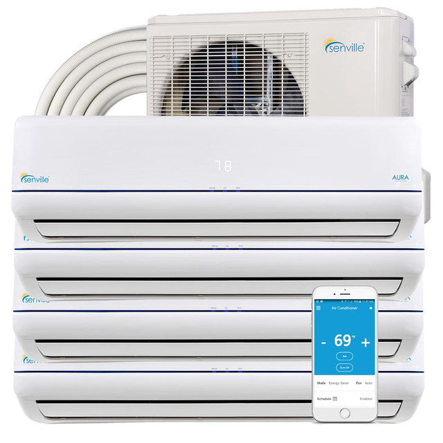 Senville AURA Mini Split - 60,000 BTU 4 Zone Ductless Air Conditioner and Heat Pump with Line Sets, SENA-48HF-Q12121212